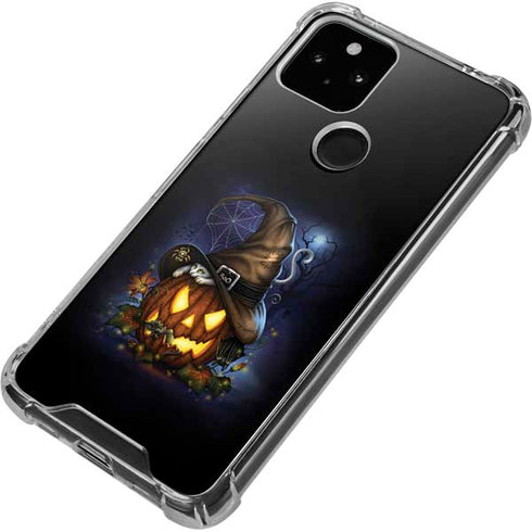 Halloween Cat and Jack O Lantern Pumpkin by Sarah Richter Google Pixel 5 Clear Case
